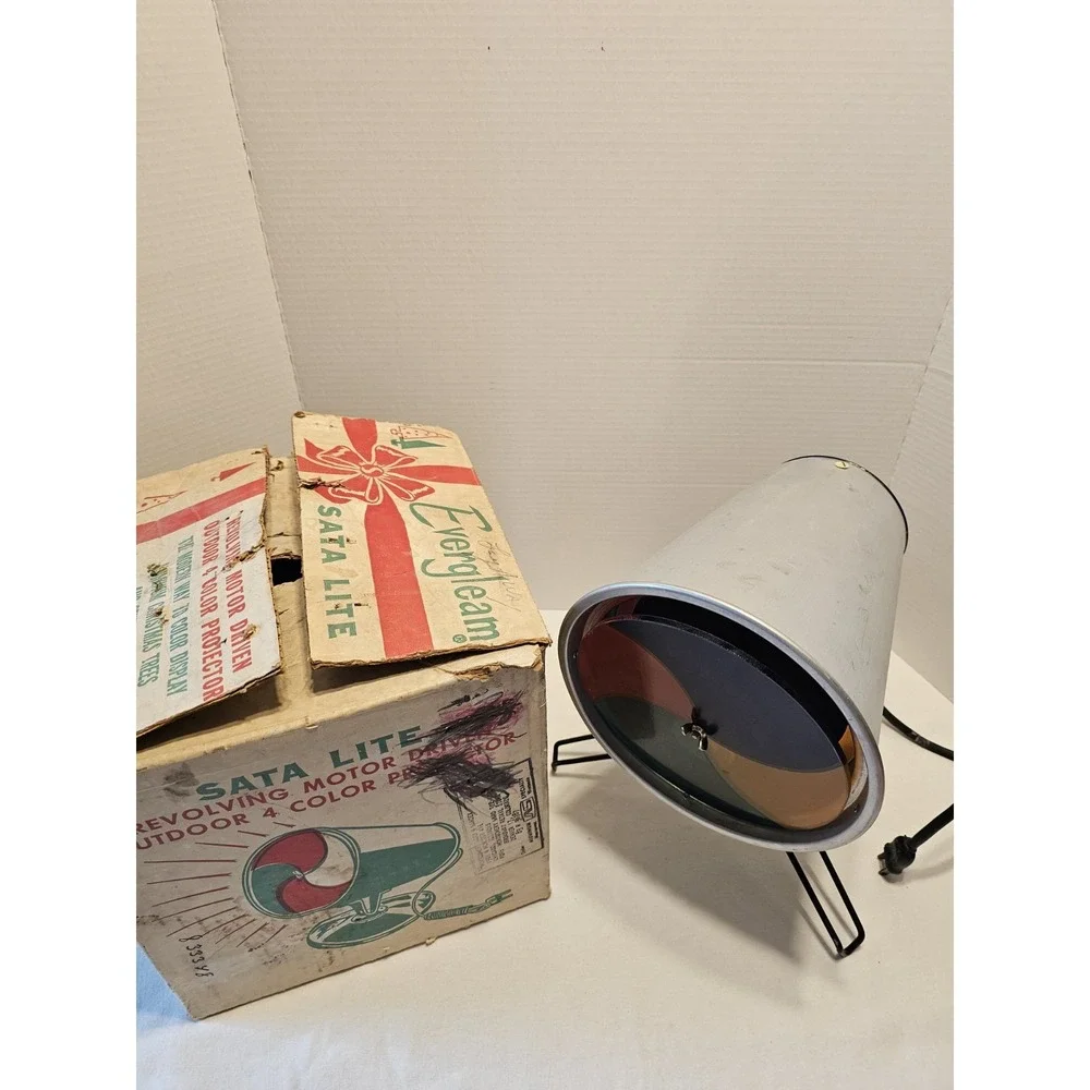 Vintage Evergreen Sata Light Aluminum 4 Color Revolving Glass 1960s Wheel Works